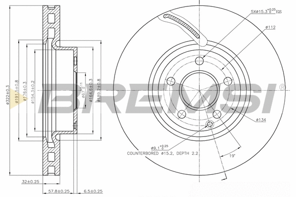 Disque de frein BREMSI CD7692V
