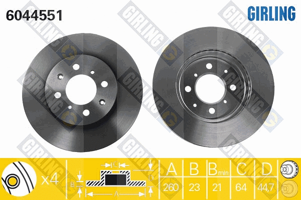 Disque de frein GIRLING 6044551