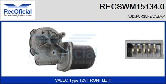 Moteur d'essuie-glace RECOFICIAL RECSWM15134.0