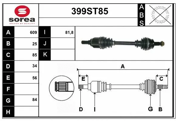 Arbre de transmission STARTCAR 399ST85
