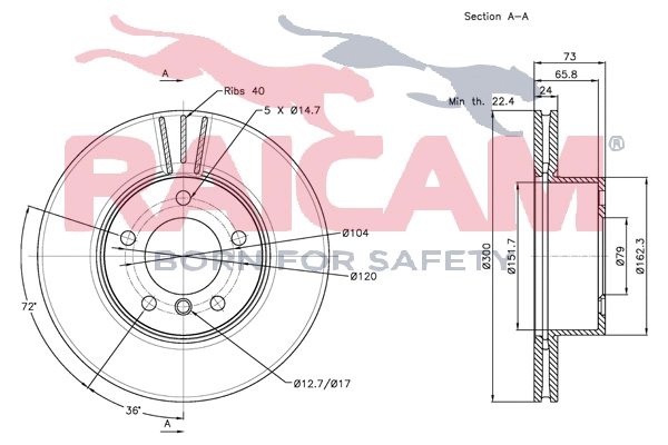 Disque de frein RAICAM RD00089
