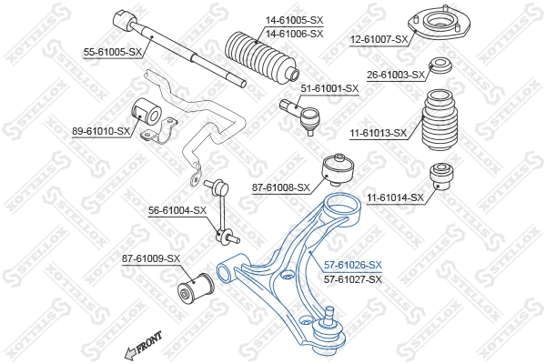 Bras de liaison, suspension de roue STELLOX 57-61026-SX
