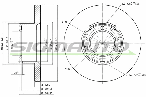 Disque de frein SIGMAUTO DBA853S