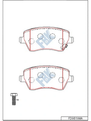 Kit de plaquettes de frein, frein à disque FBK FD9819MA