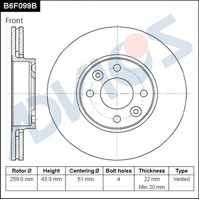 Disque de frein ADVICS B6F099B