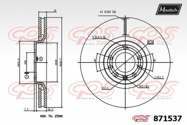 Disque de frein MAXTECH 871537