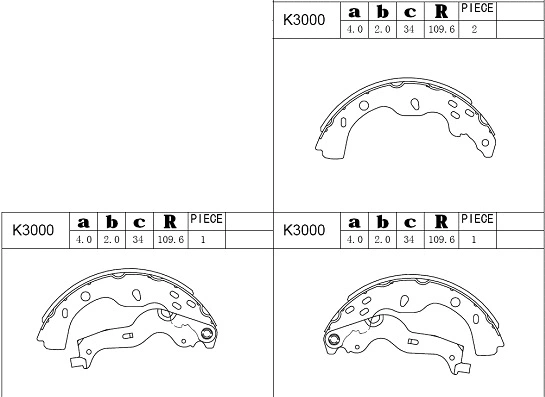 Jeu de mâchoires de frein ASIMCO K3000