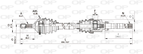 Arbre de transmission OPEN PARTS DRS6126.00