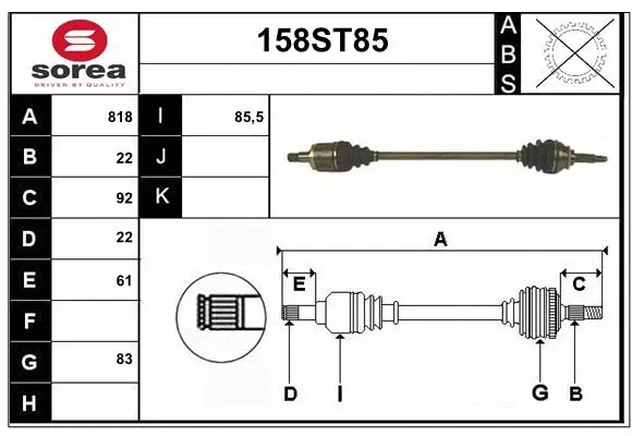 Arbre de transmission STARTCAR 158ST85