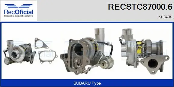 Turbocompresseur, suralimentation RECOFICIAL RECSTC87000.6