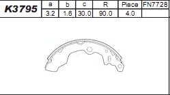 Jeu de mâchoires de frein ASIMCO K3795