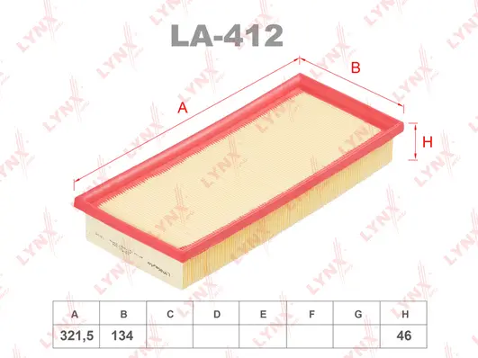 Filtre à air LYNXAUTO LA-412