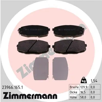 Kit de plaquettes de frein, frein à disque ZIMMERMANN 23966.165.1
