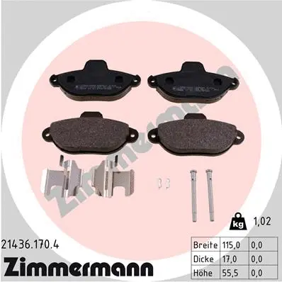 Kit de plaquettes de frein, frein à disque ZIMMERMANN 21436.170.4