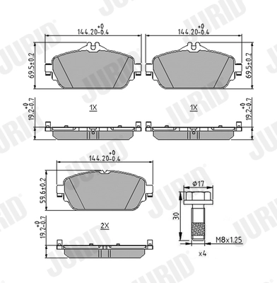 Kit de plaquettes de frein, frein à disque JURID 573671J