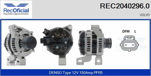 Alternateur RECOFICIAL REC2040296.0