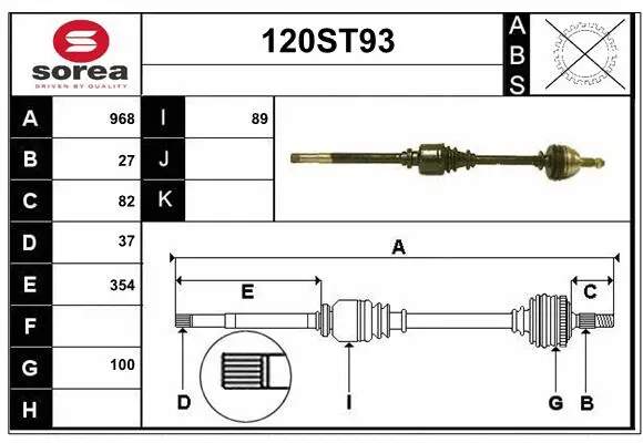 Arbre de transmission STARTCAR 120ST93