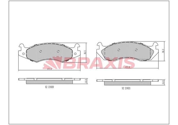 Kit de plaquettes de frein, frein à disque BRAXIS AA0681