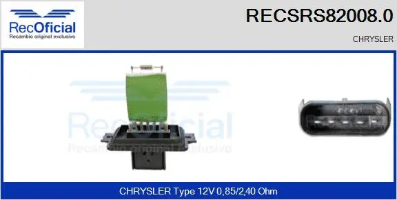 Résistance, pulseur d'air habitacle RECOFICIAL RECSRS82008.0