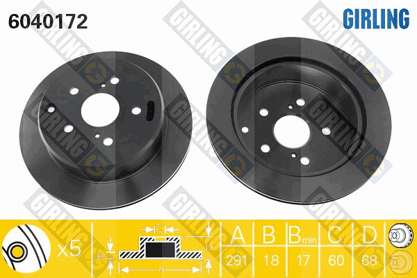 Disque de frein GIRLING 6040172