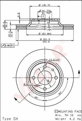 Disque de frein VILLAR 628.1079