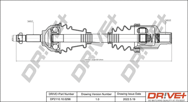 Arbre de transmission Dr!ve+ DP2110.10.0296
