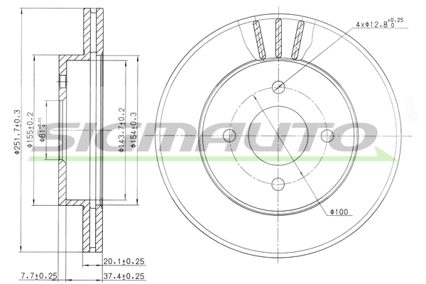 Disque de frein SIGMAUTO DBB885V