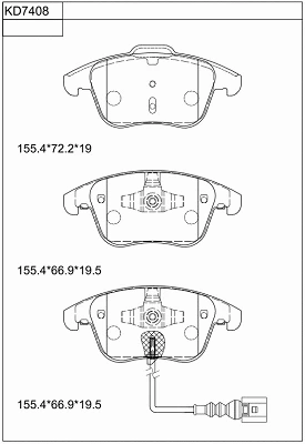 Kit de plaquettes de frein, frein à disque ASIMCO KD7408