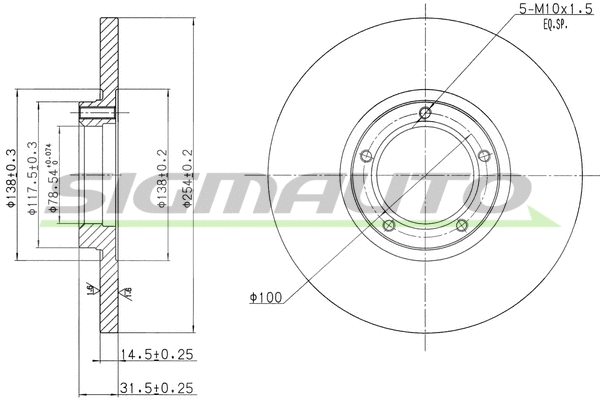Disque de frein SIGMAUTO DBA138S