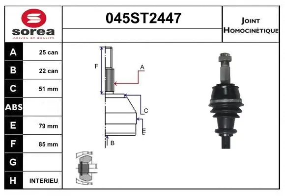 Jeu de joints, arbre de transmission STARTCAR 045ST2447