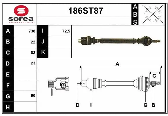 Arbre de transmission STARTCAR 186ST87