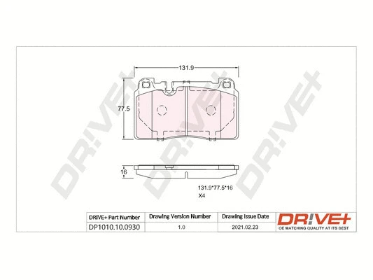 Kit de plaquettes de frein, frein à disque Dr!ve+ DP1010.10.0930