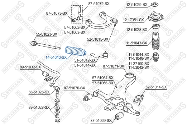 Joint-soufflet, direction STELLOX 14-51010-SX