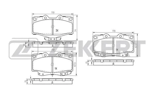 Kit de plaquettes de frein, frein à disque ZEKKERT BS-2089