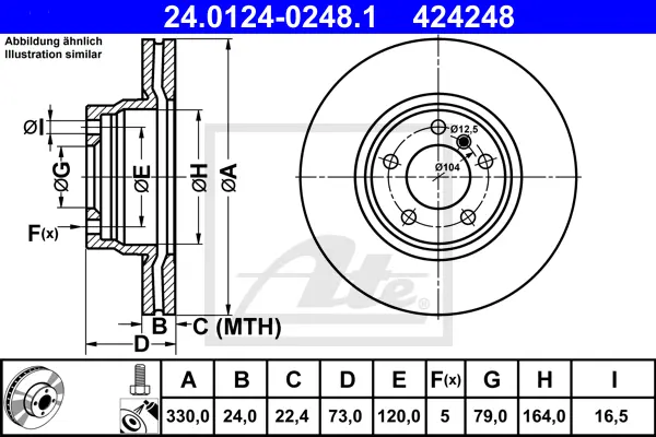 Disque de frein ATE-APAC 24.0124-0248.1
