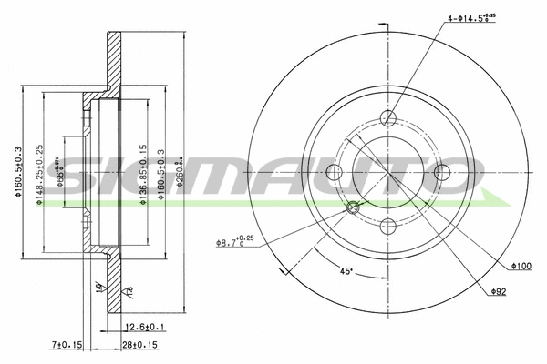 Disque de frein SIGMAUTO DBA062S