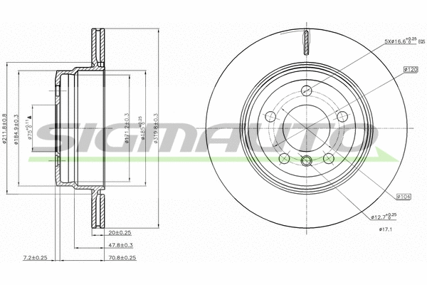 Disque de frein SIGMAUTO DBB715V
