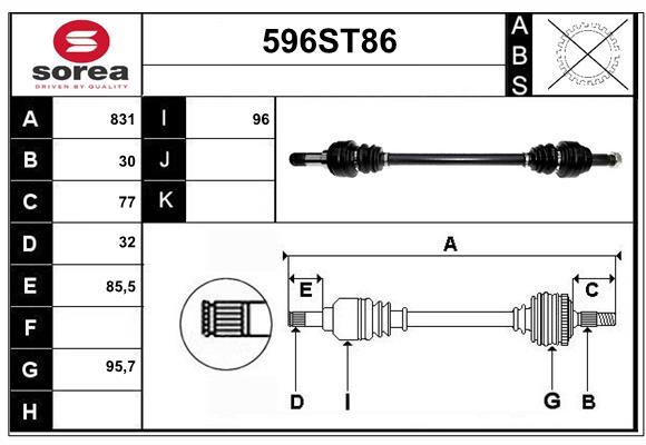 Arbre de transmission STARTCAR 596ST86