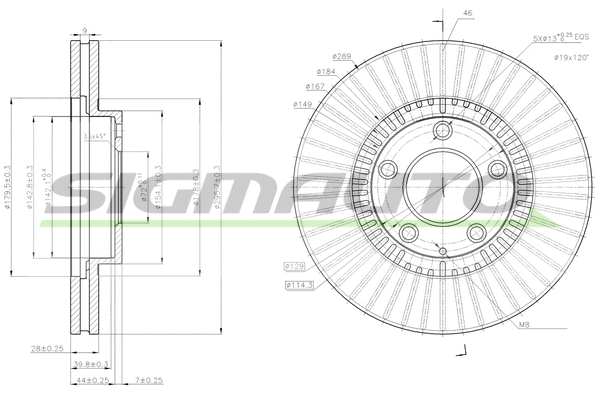 Disque de frein SIGMAUTO DBC262V