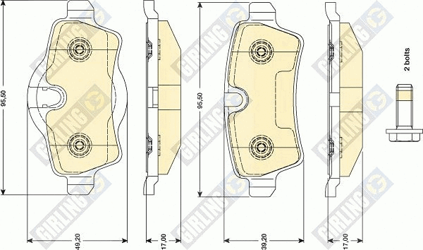 Kit de plaquettes de frein, frein à disque GIRLING 6117661