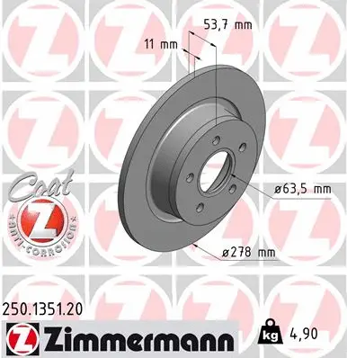 Disque de frein ZIMMERMANN 250.1351.20