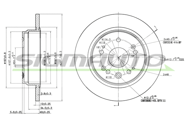 Disque de frein SIGMAUTO DBB540S