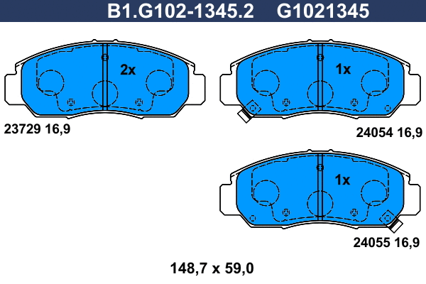 Kit de plaquettes de frein, frein à disque GALFER B1.G102-1345.2