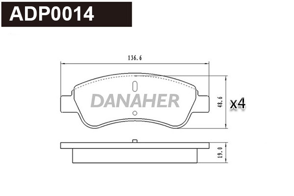 Kit de plaquettes de frein, frein à disque DANAHER ADP0014