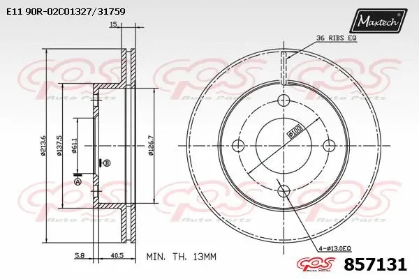 Disque de frein MAXTECH 857131