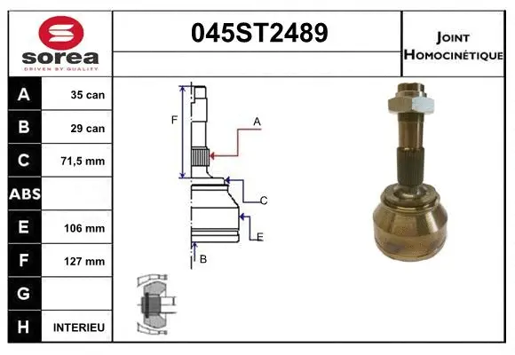 Jeu de joints, arbre de transmission STARTCAR 045ST2489