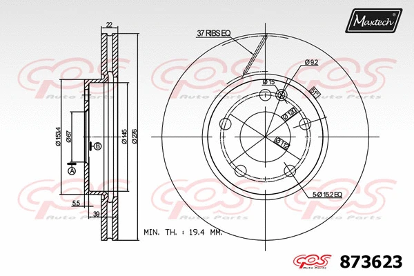 Disque de frein MAXTECH 873623