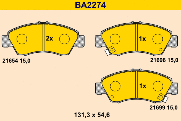 Kit de plaquettes de frein, frein à disque BARUM BA2274