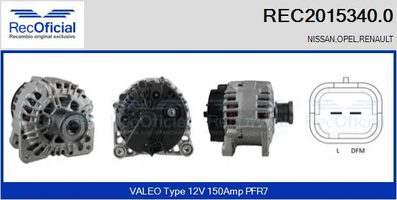 Alternateur RECOFICIAL REC2015340.0