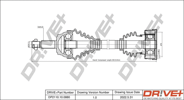 Arbre de transmission Dr!ve+ DP2110.10.0880
